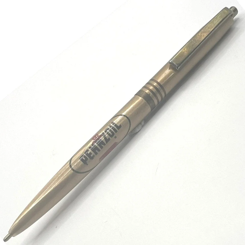 Vintage Pennzoil‎ Ink Pen Petroliana Gold Tone Writing Advertising